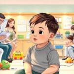 A stunning, detailed illustration showcasing the comprehensive psychological assessment process for children at BeeGenius.id in Tangerang. In the foreground, a young child sits patiently, surrounded by a team of attentive psychologists administering various tests and evaluations. The middle ground features an array of diagnostic tools, from cognitive assessment kits to child-friendly toys. The background depicts a warm, inviting clinic setting with soothing colors and nurturing decor, conveying a sense of safety and care. Soft, natural lighting illuminates the scene, creating a calming, professional atmosphere. This image powerfully conveys the importance of thorough psychological assessment for child development and well-being.
