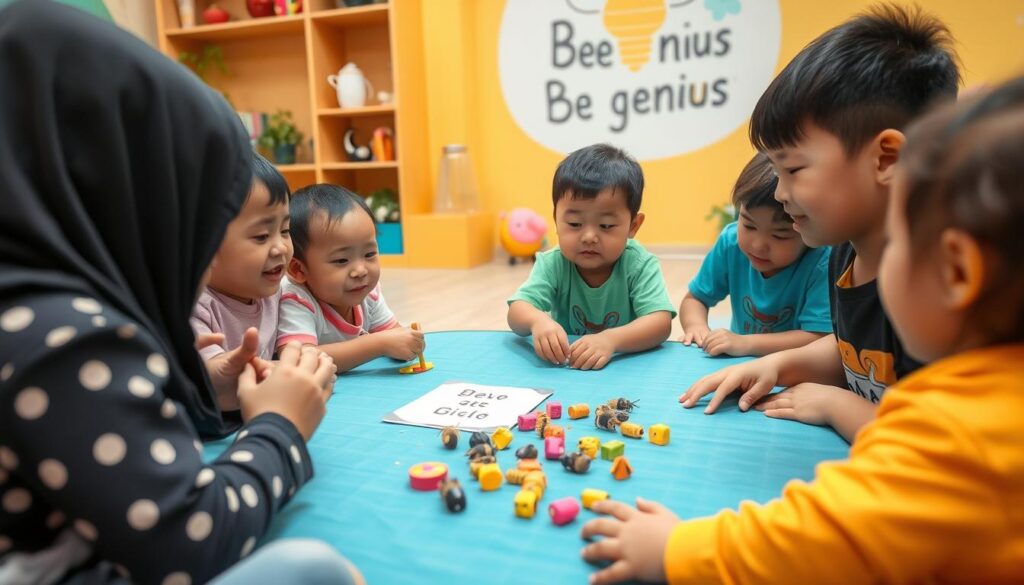 Gambar Bee Genius Gading Serpong dengan anak-anak yang sedang menjalani terapi Gambar Bee Genius Gading Serpong dengan anak-anak yang sedang menjalani terapi