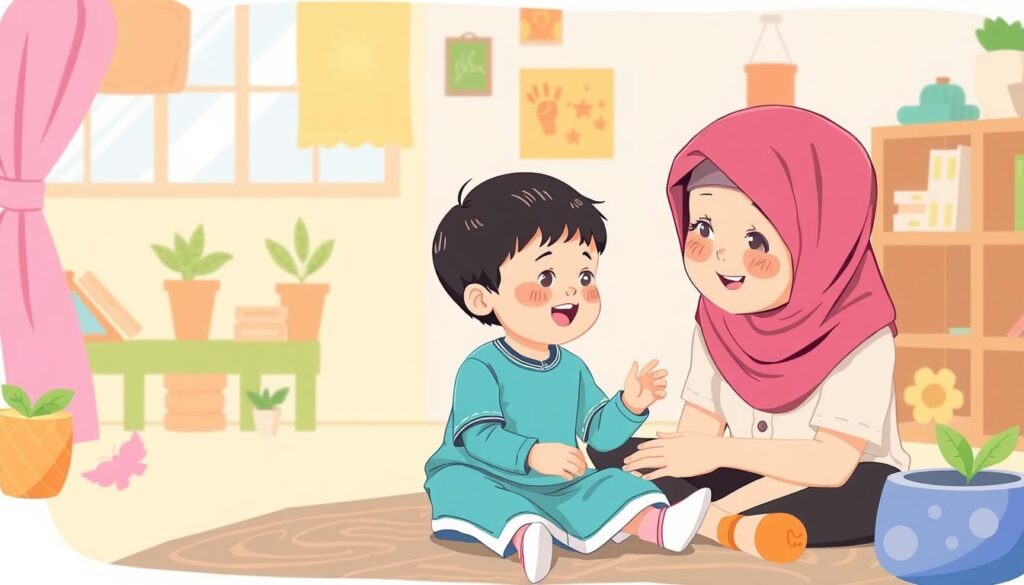 Gambar seorang terapis wicara bekerja dengan anak di Gading Serpong Gambar seorang terapis wicara bekerja dengan anak di Gading Serpong