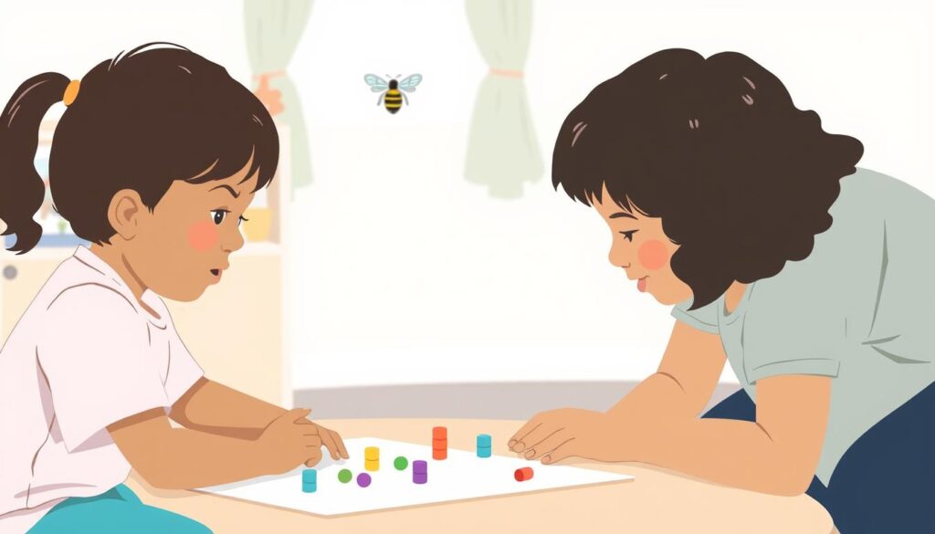 Ilustrasi anak menjalani Terapi Sensori Integrasi di Bee Genius Ilustrasi anak menjalani Terapi Sensori Integrasi di Bee Genius