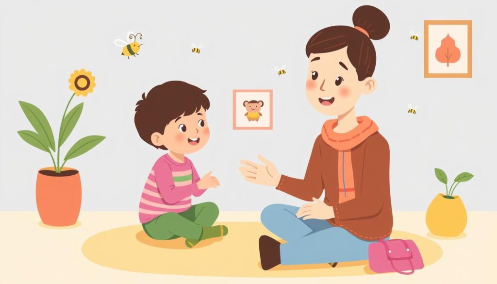 Ilustrasi terapi perilaku anak di Bee Genius Ilustrasi terapi perilaku anak di Bee Genius