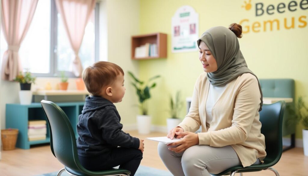 Image of a child psychologist assessing a child at Bee Genius Alam Sutera Image of a child psychologist assessing a child at Bee Genius Alam Sutera