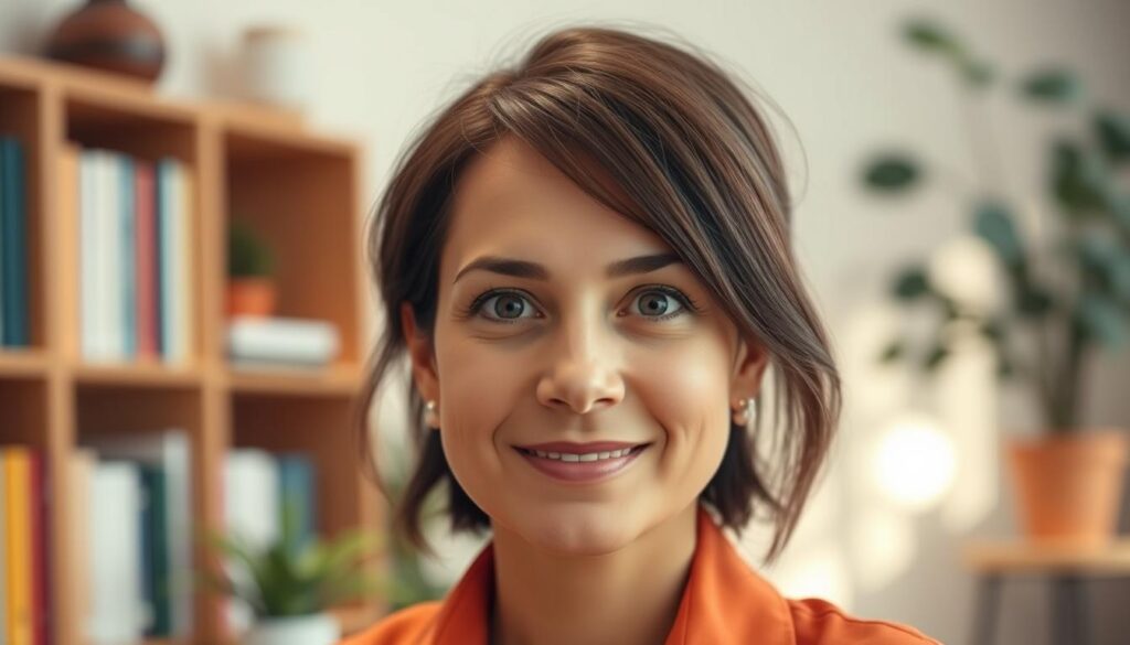 A portrait of a professional child psychologist from the BeeGenius team, captured in a warm and inviting manner. The psychologist is shown in a three-quarter view, their face exuding a calm and empathetic expression. The background features a soft, blurred office setting, with bookshelves and plants suggesting a nurturing, intellectual environment. The lighting is gentle, creating a subtle, natural glow that accentuates the psychologist's features. The overall tone is one of expertise, approachability, and a dedication to the wellbeing of children. A portrait of a professional child psychologist from the BeeGenius team, captured in a warm and inviting manner. The psychologist is shown in a three-quarter view, their face exuding a calm and empathetic expression. The background features a soft, blurred office setting, with bookshelves and plants suggesting a nurturing, intellectual environment. The lighting is gentle, creating a subtle, natural glow that accentuates the psychologist's features. The overall tone is one of expertise, approachability, and a dedication to the wellbeing of children.